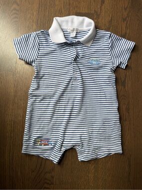 Kissy Kissy Navy & White Striped Polo Romper